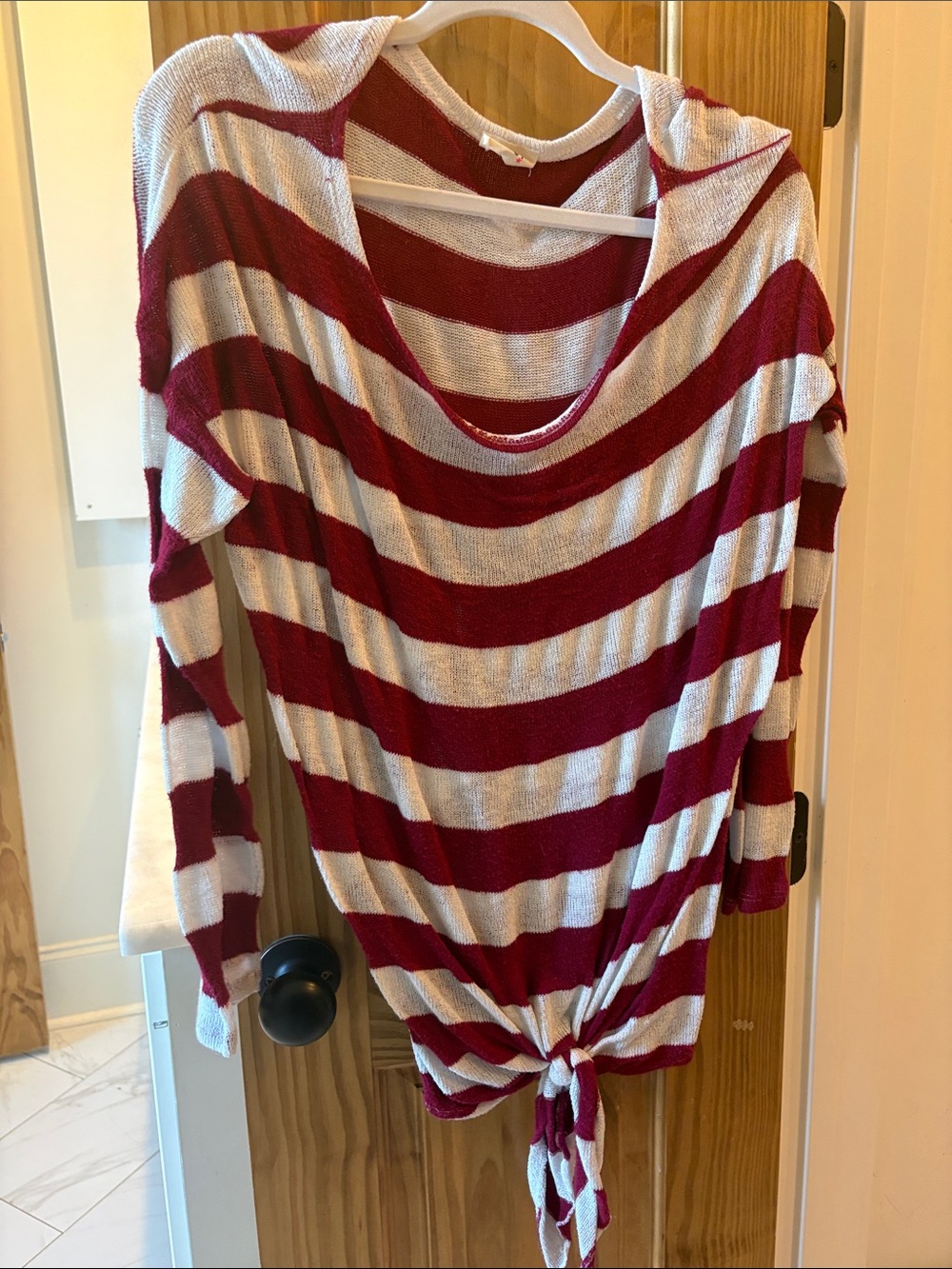 BiBi Red and White Striped Tie-Front Tunic